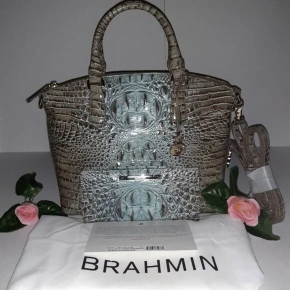 (NOT FOR SALE) Authentic Nwt Brahmin Duxbury Bluebell Ombre Croc Medium Satchel - Picture 10 of 10